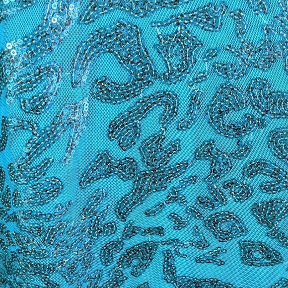 🆕NWT BOB MACKIE WEARABLE ART SEQUIN KNIT LINED TOP TEAL - XL - Picture 3 of 8